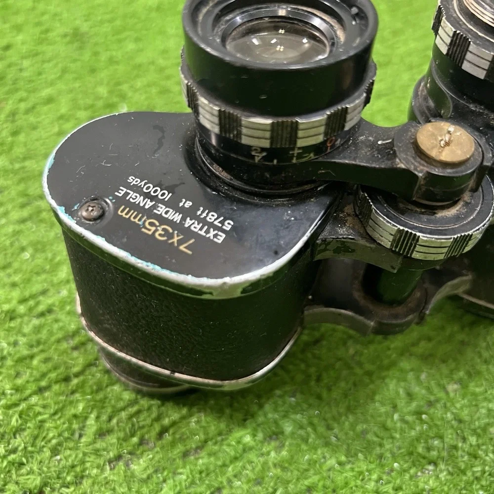 Vintage Sears Discoverer Binoculars 6212 in Case Black Extra Wide Angle 7x35